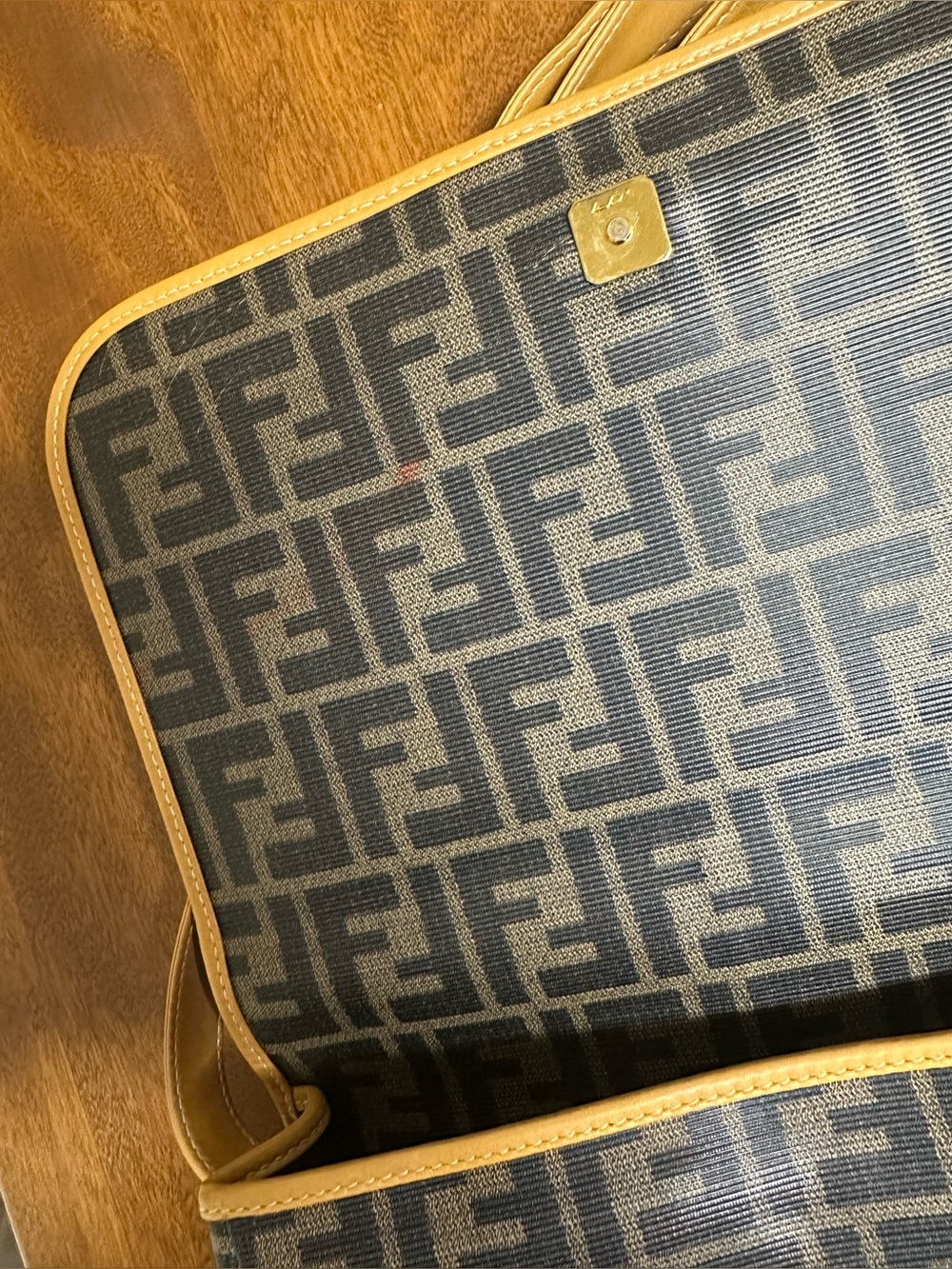 Vintage Fendi Leather Zucca Canvas Crossbody Bag W/ Dust Bag - Picture 8 of 16